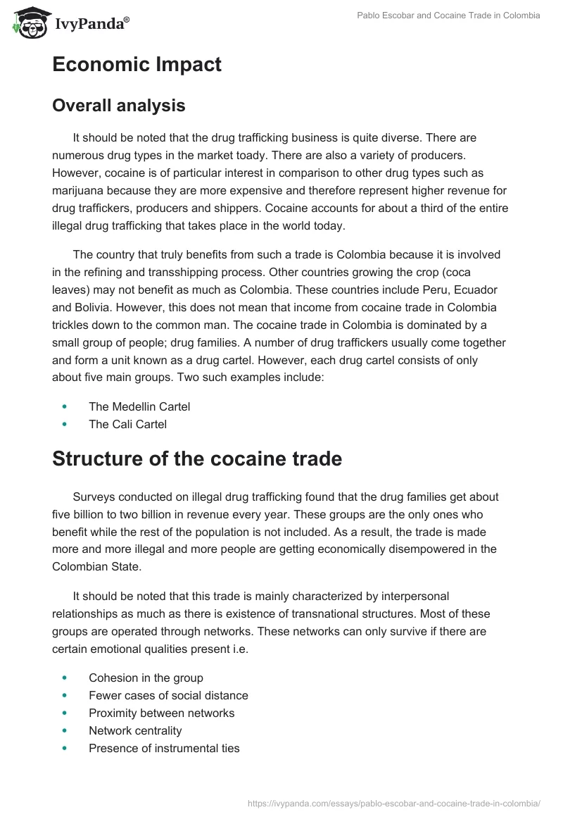 Pablo Escobar and Cocaine Trade in Colombia. Page 2