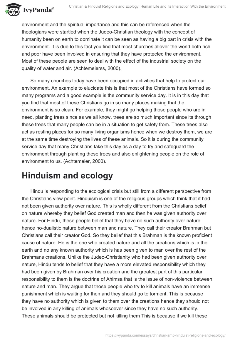 Christian & Hinduist Religions and Ecology: Human Life and Its Interaction With the Environment. Page 4