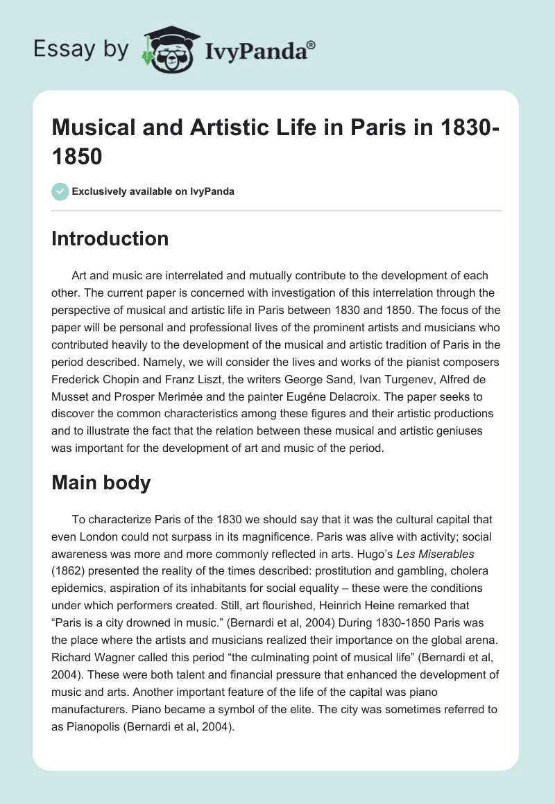 Musical and Artistic Life in Paris in 1830-1850. Page 1