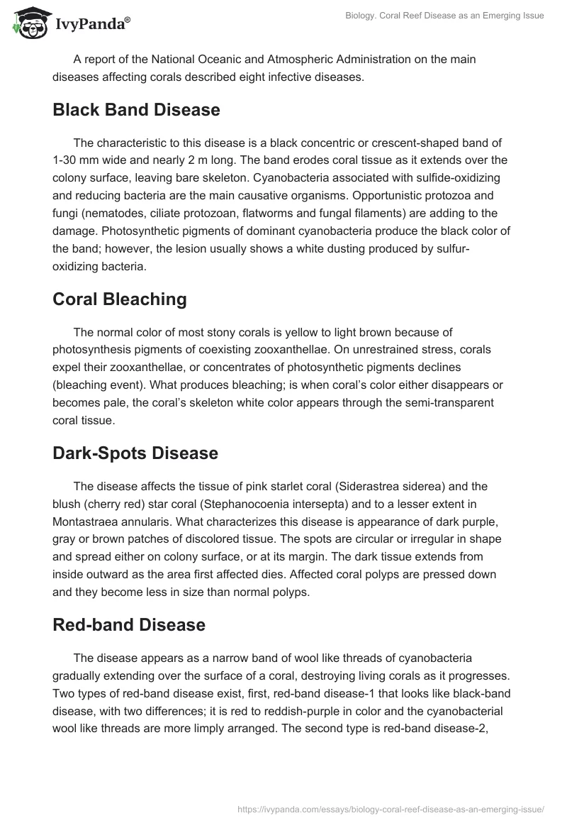 Biology. Coral Reef Disease as an Emerging Issue. Page 2