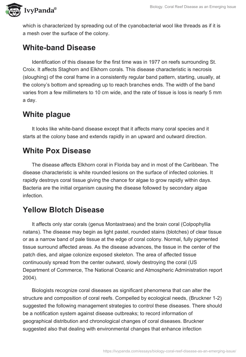 Biology. Coral Reef Disease as an Emerging Issue. Page 3