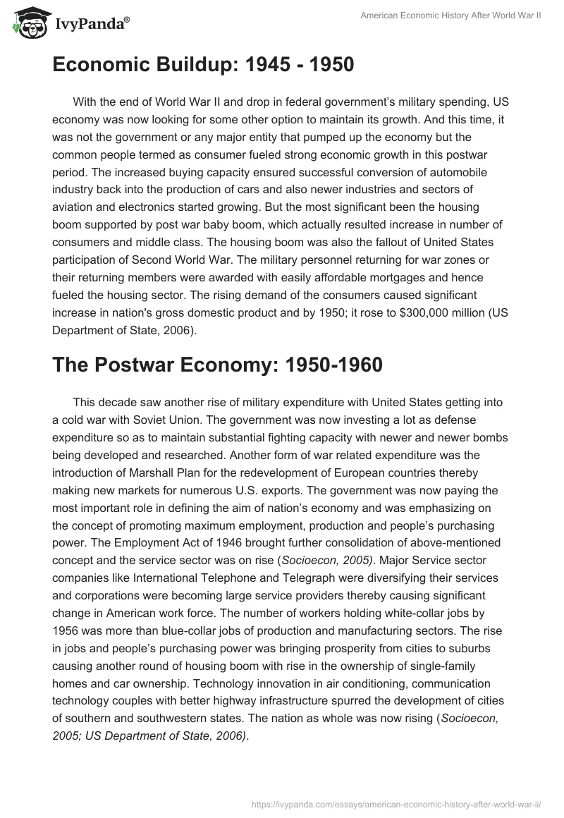 American Economic History After World War II. Page 2