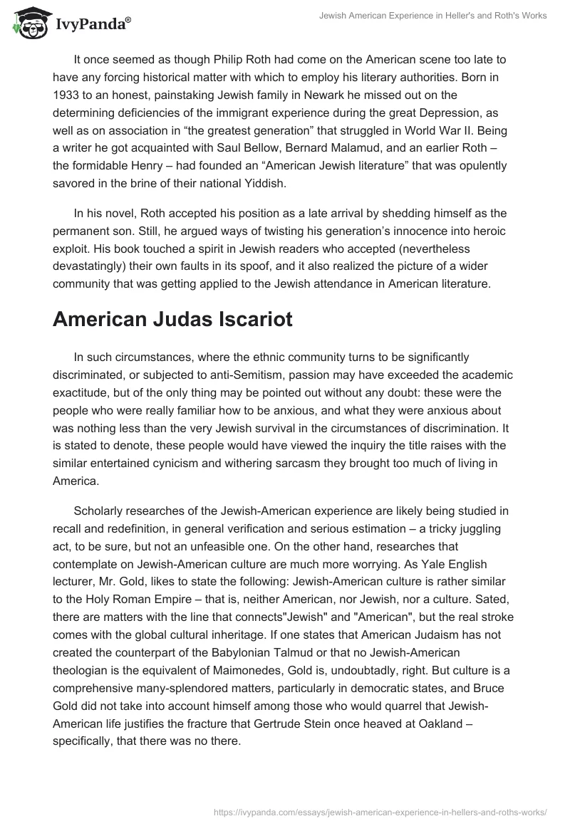 Jewish American Experience in Heller's and Roth's Works. Page 2