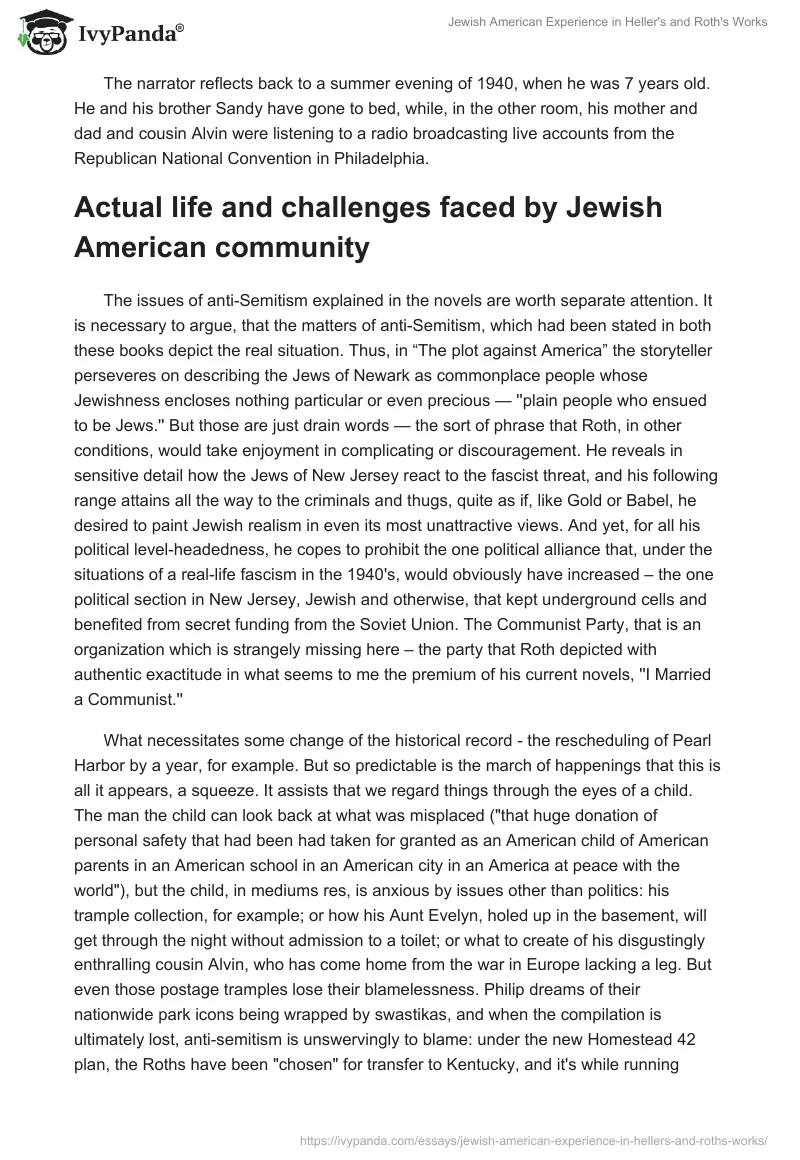 Jewish American Experience in Heller's and Roth's Works. Page 5