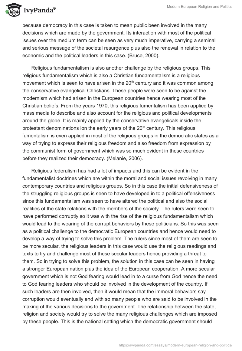 Modern European Religion and Politics. Page 3