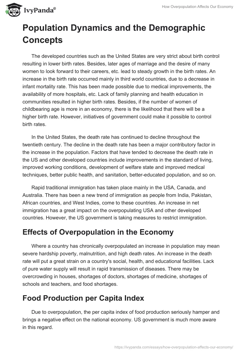 How Overpopulation Affects Our Economy. Page 3