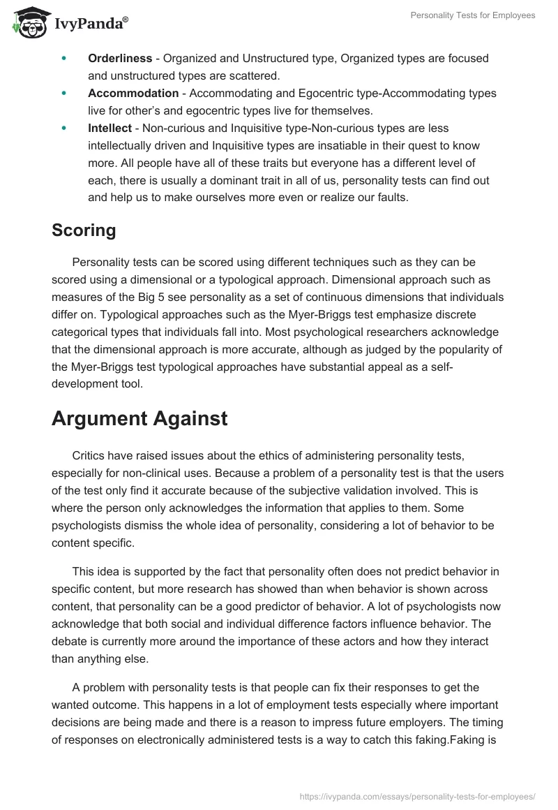 Personality Tests for Employees. Page 3