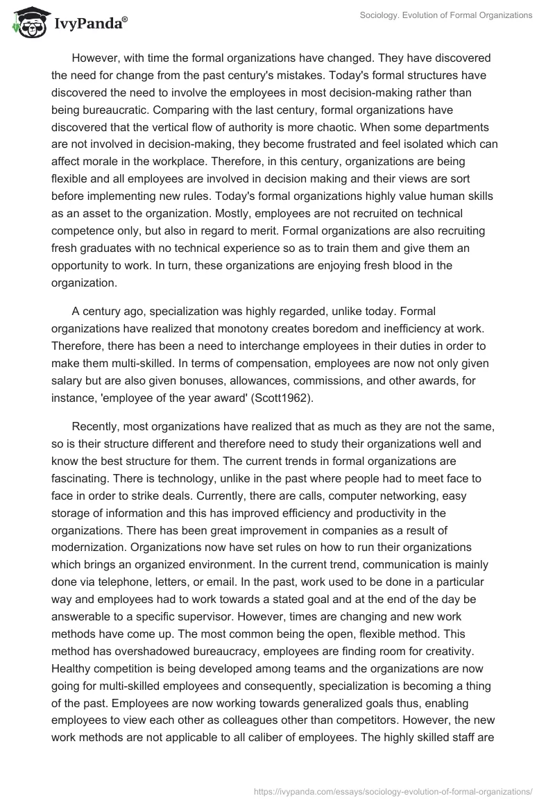 Sociology. Evolution of Formal Organizations. Page 2