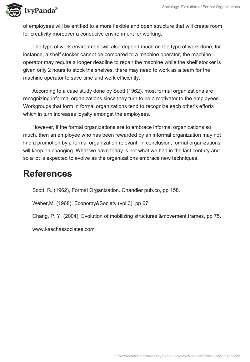 Sociology. Evolution of Formal Organizations. Page 4
