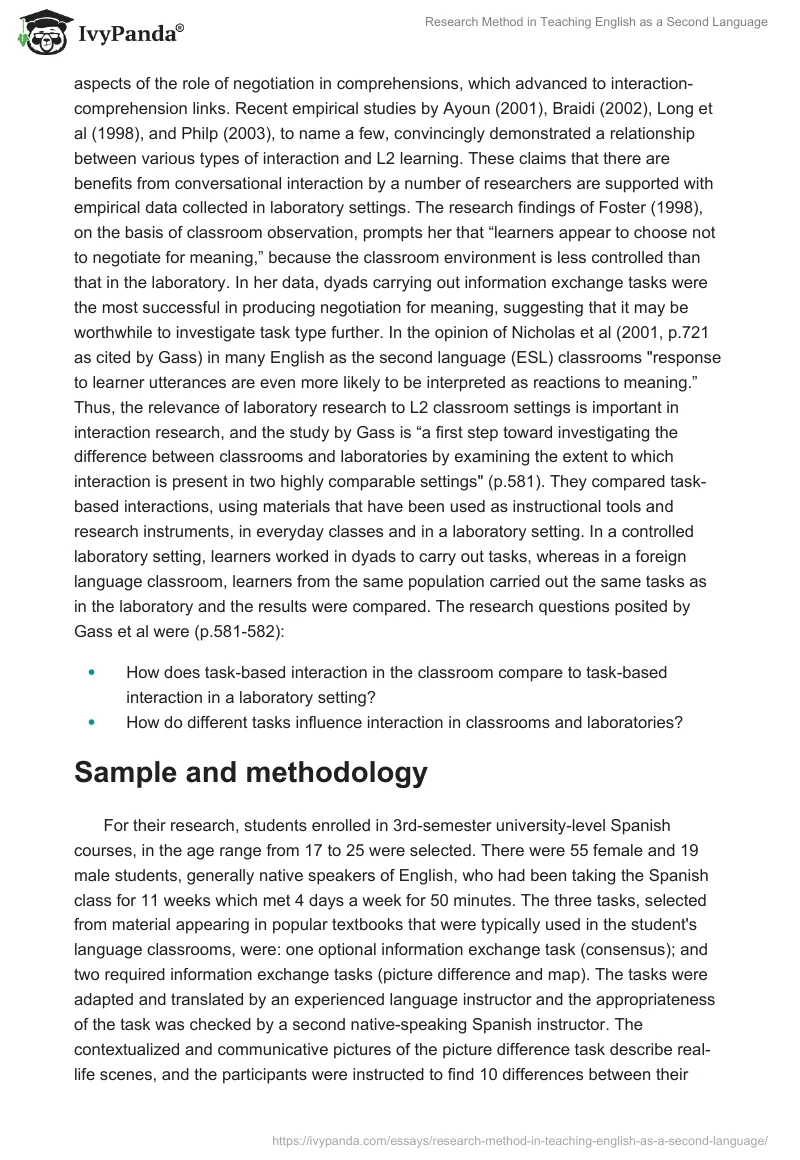 Research Method in Teaching English as a Second Language. Page 2