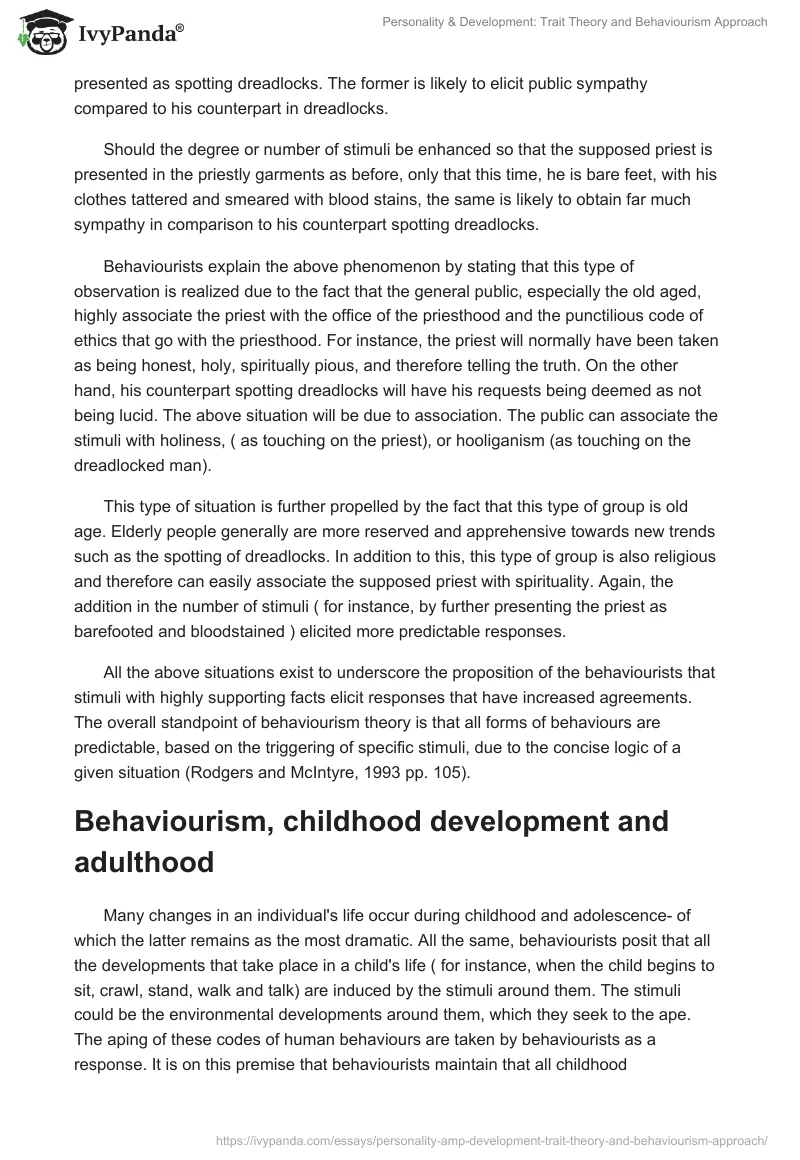 Personality & Development: Trait Theory and Behaviourism Approach. Page 5
