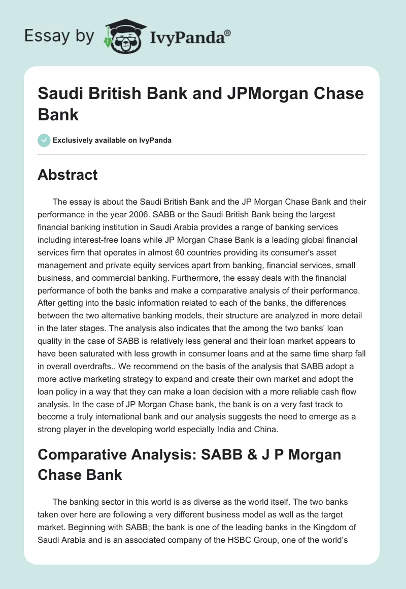 Saudi British Bank and JPMorgan Chase Bank. Page 1
