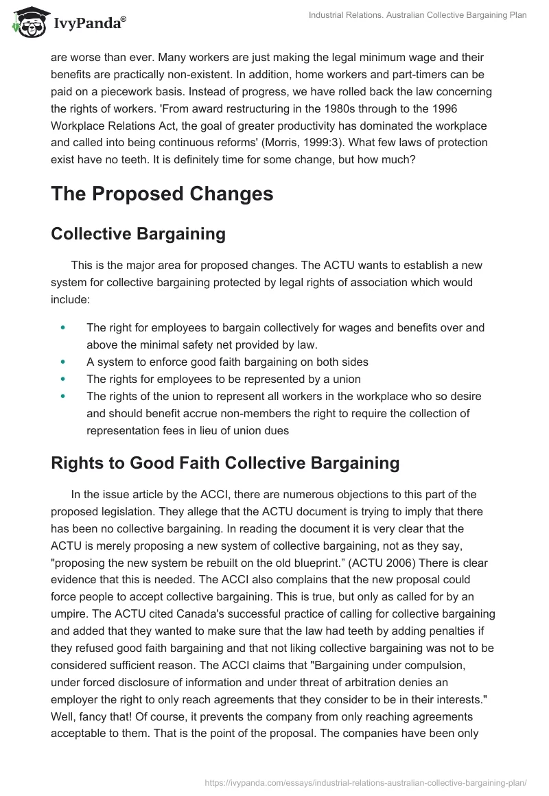 Industrial Relations. Australian Collective Bargaining Plan. Page 2