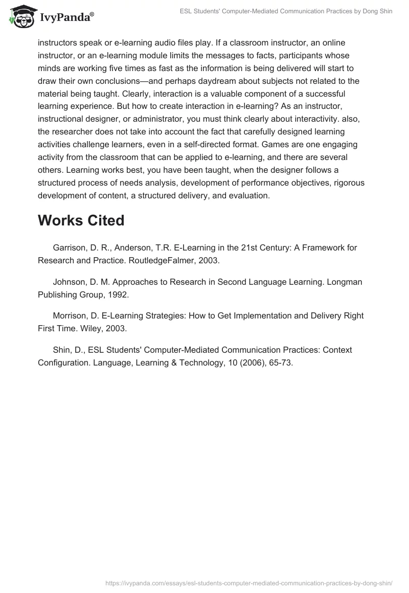 "ESL Students' Computer-Mediated Communication Practices" by Dong Shin. Page 5