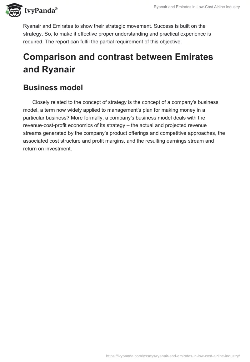 Ryanair and Emirates in Low-Cost Airline Industry. Page 2