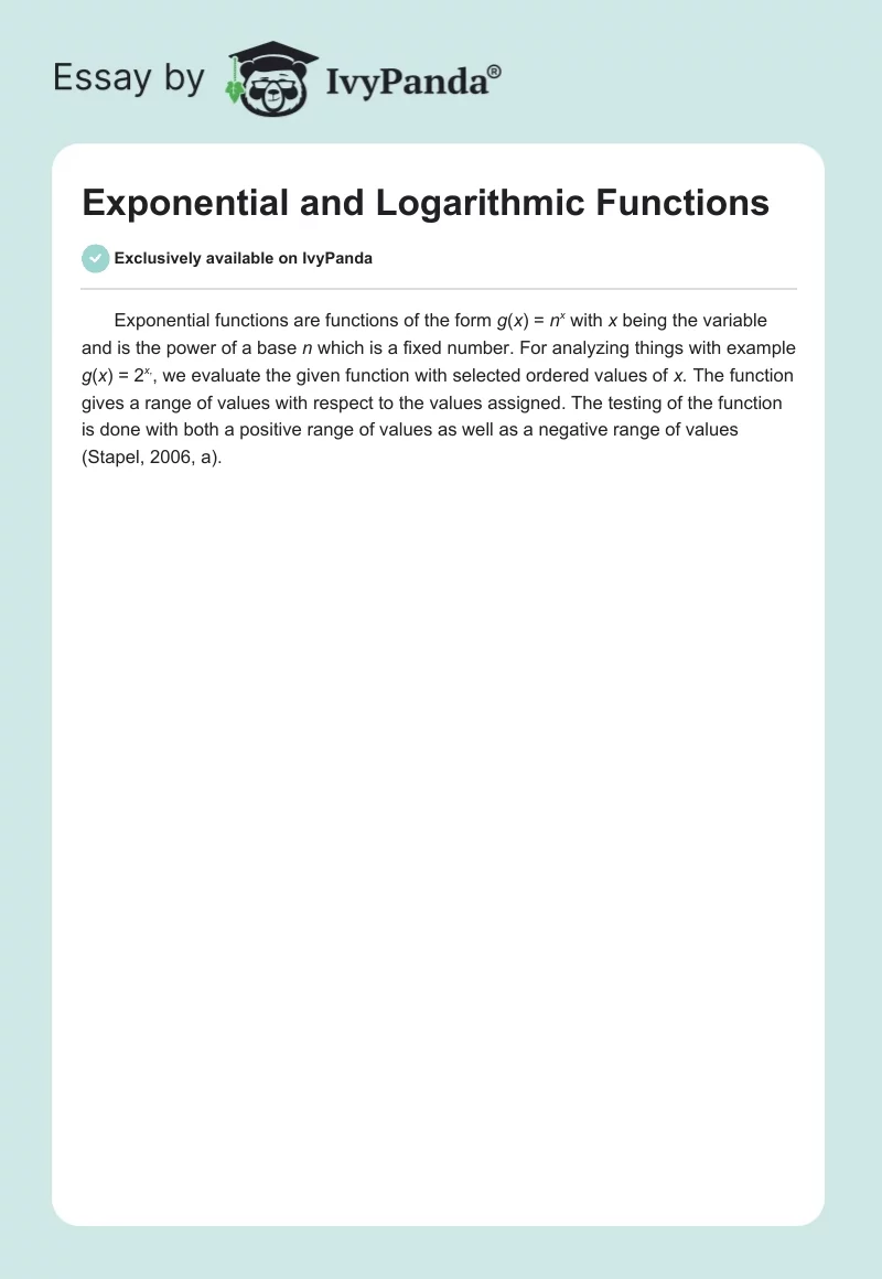 Exponential and Logarithmic Functions. Page 1