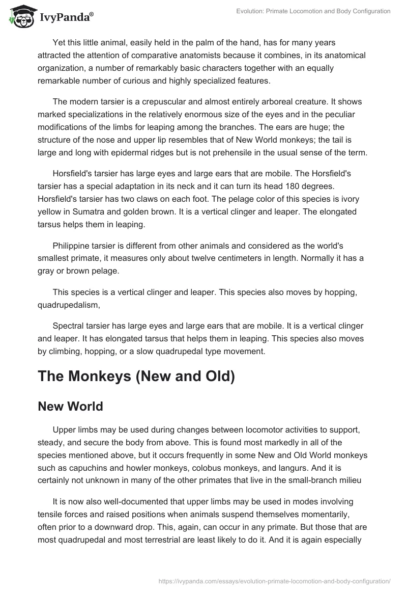 Evolution: Primate Locomotion and Body Configuration. Page 4