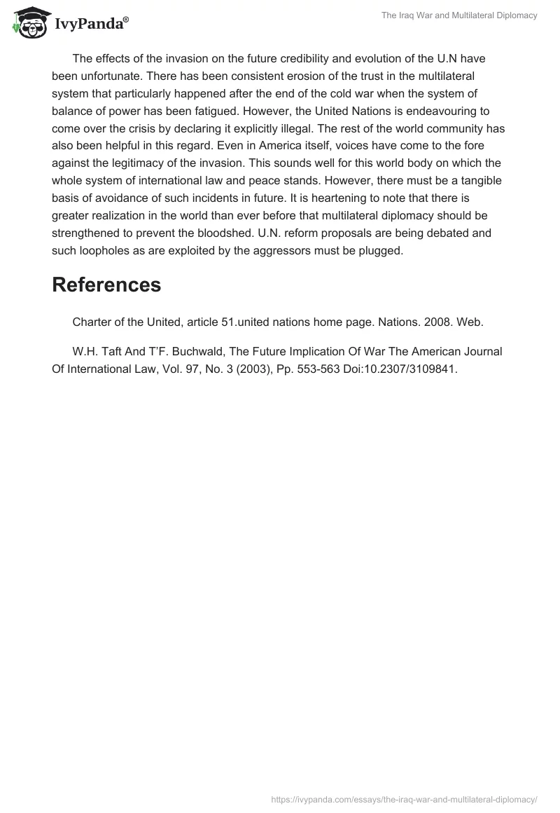 The Iraq War and Multilateral Diplomacy. Page 3