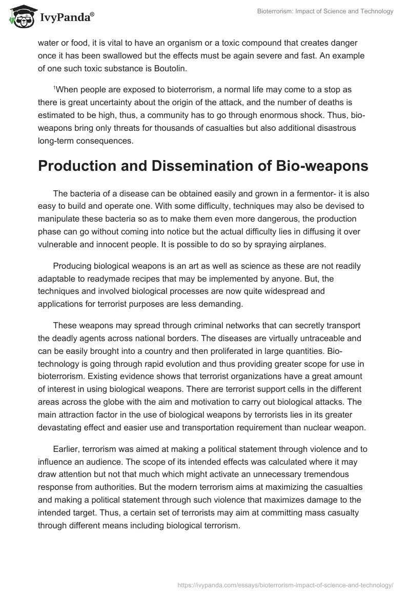 Bioterrorism: Impact of Science and Technology. Page 2