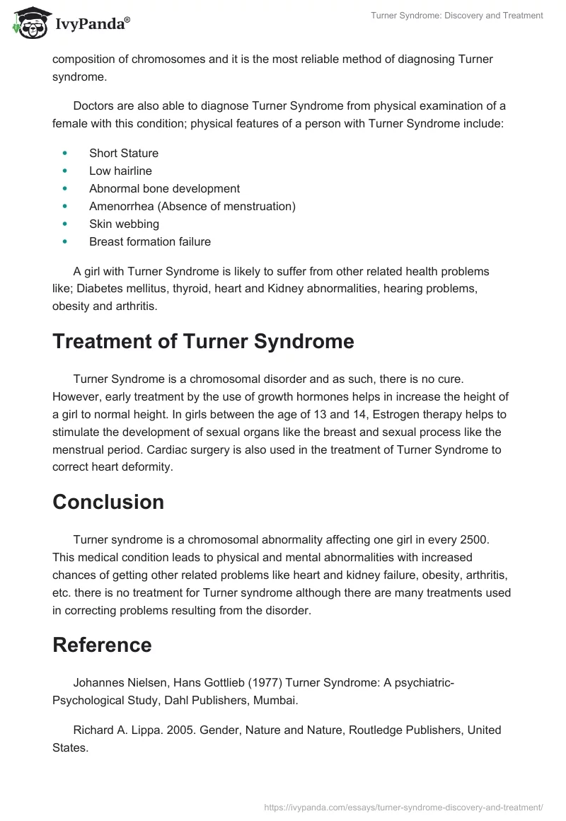 Turner Syndrome: Discovery and Treatment. Page 2