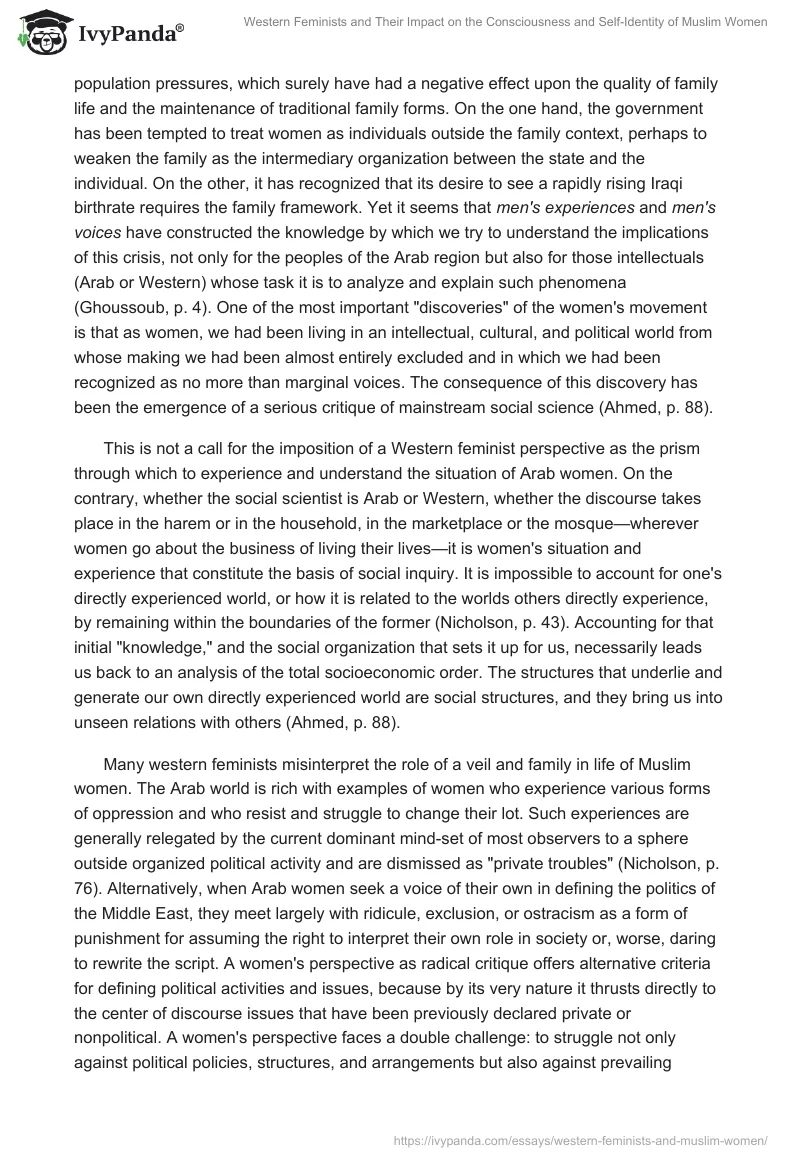 Western Feminists and Their Impact on the Consciousness and Self-Identity of Muslim Women. Page 4