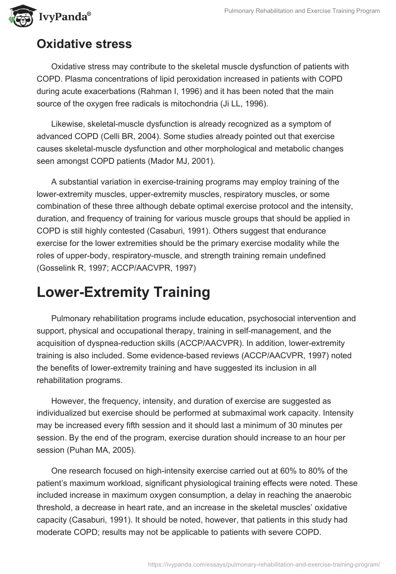 Pulmonary Rehabilitation and Exercise Training Program. Page 5