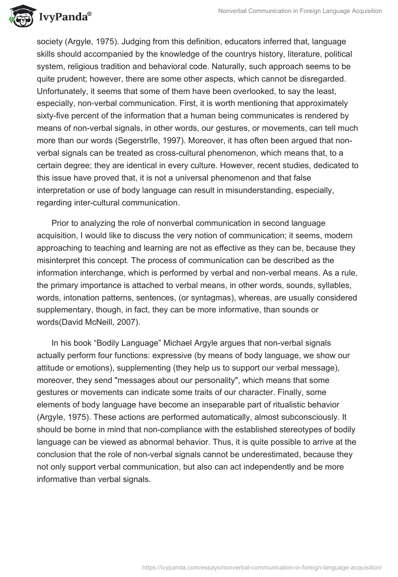 Nonverbal Communication in Foreign Language Acquisition. Page 2