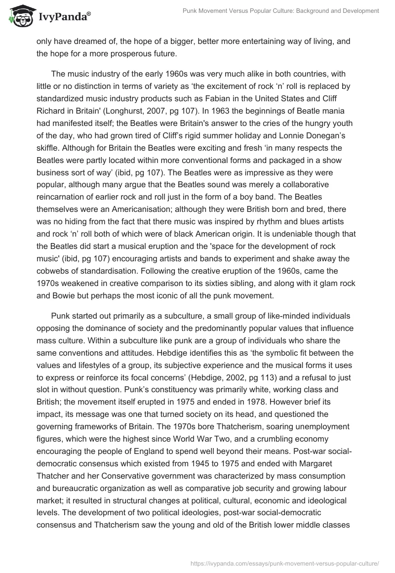 Punk Movement Versus Popular Culture: Background and Development. Page 2