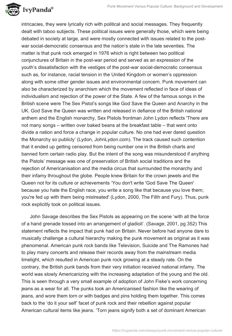 Punk Movement Versus Popular Culture: Background and Development. Page 4