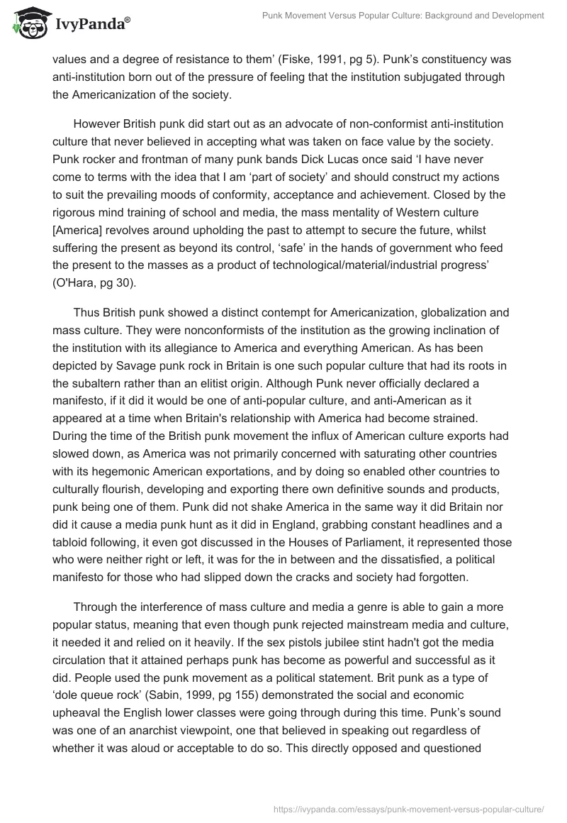 Punk Movement Versus Popular Culture: Background and Development. Page 5