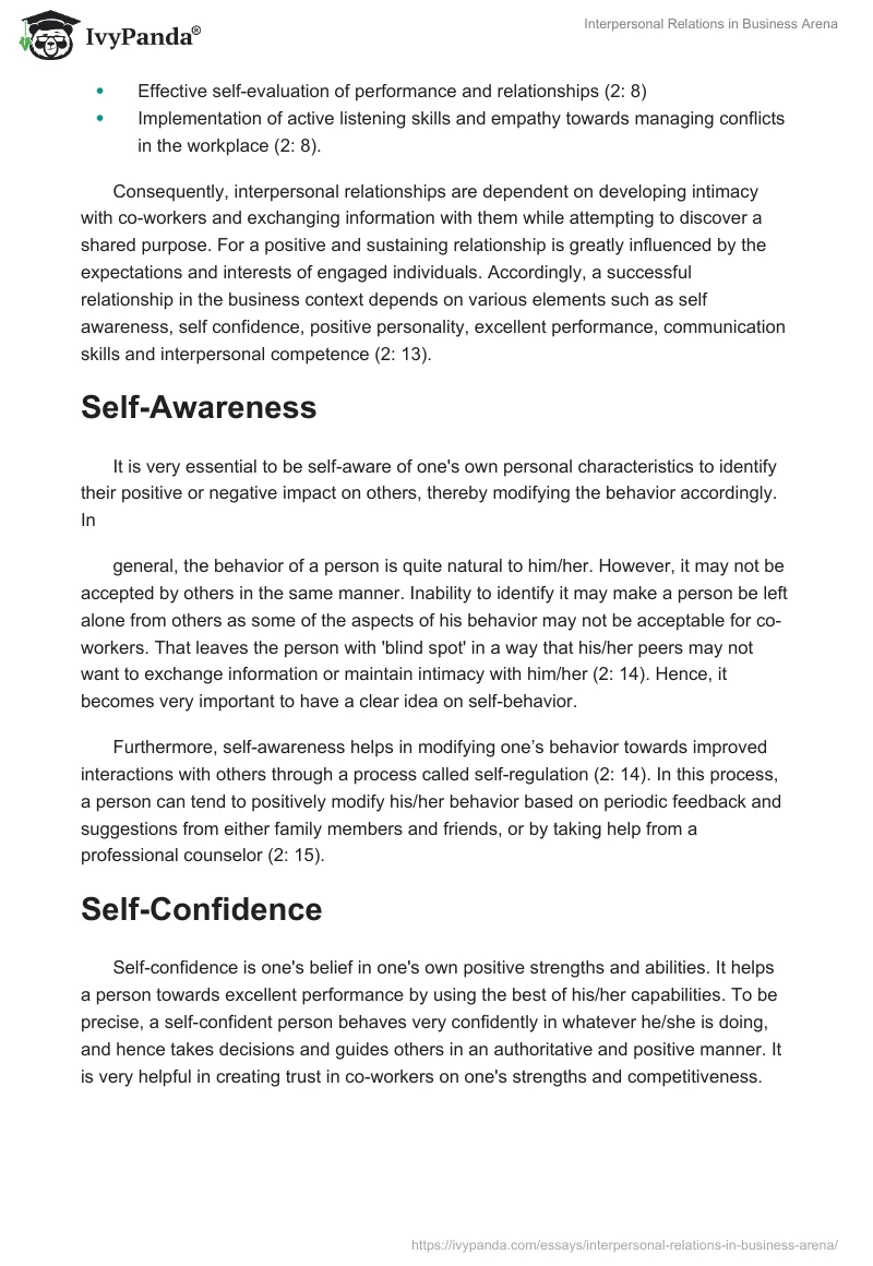 Interpersonal Relations in Business Arena. Page 3
