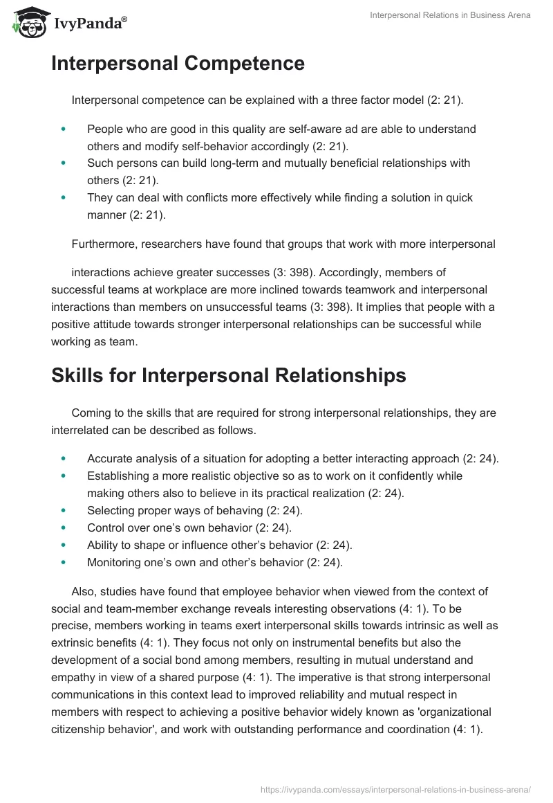 Interpersonal Relations in Business Arena. Page 5