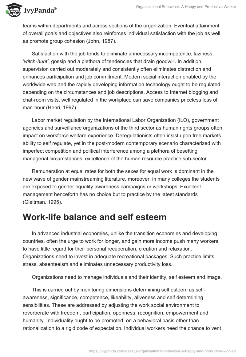 Organisational Behaviour. A Happy and Productive Worker. Page 3