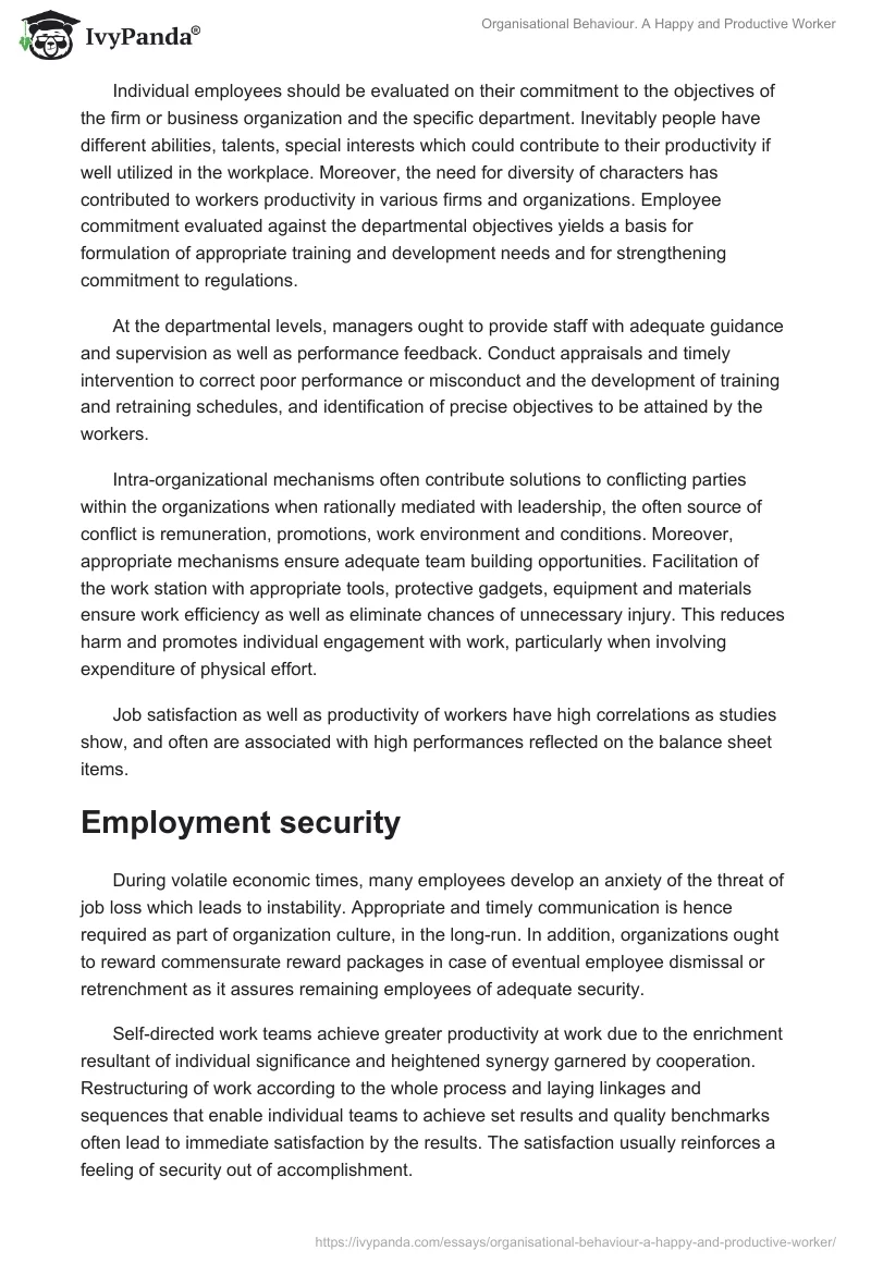 Organisational Behaviour. A Happy and Productive Worker. Page 5