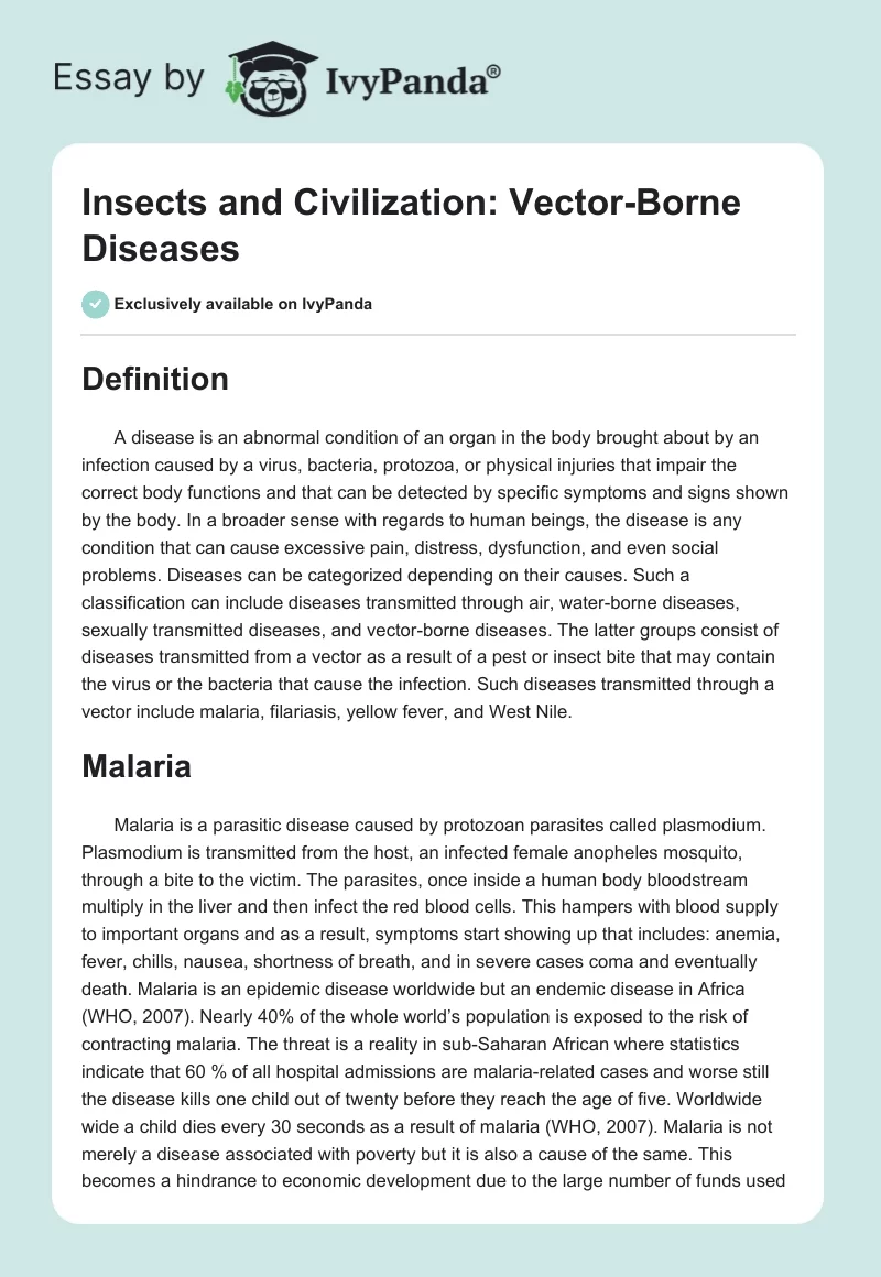 Insects and Civilization: Vector-Borne Diseases. Page 1