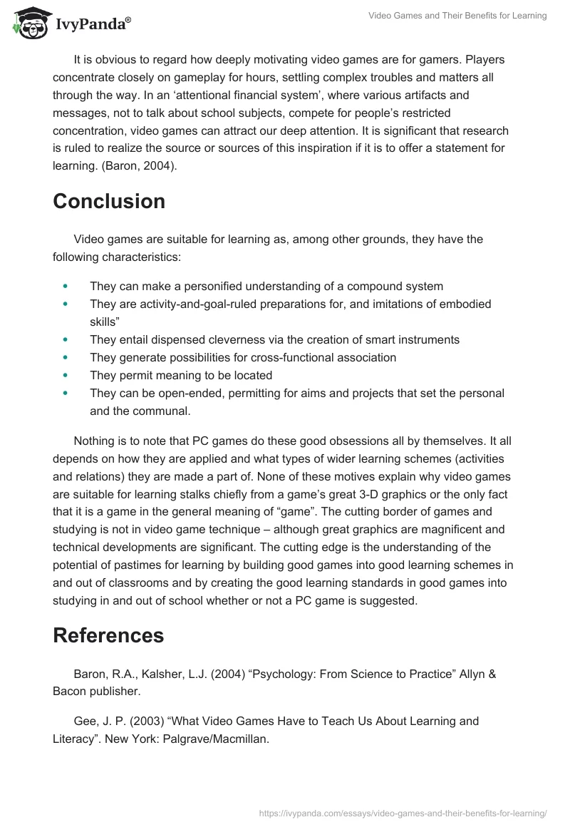 Video Games and Their Benefits for Learning. Page 3