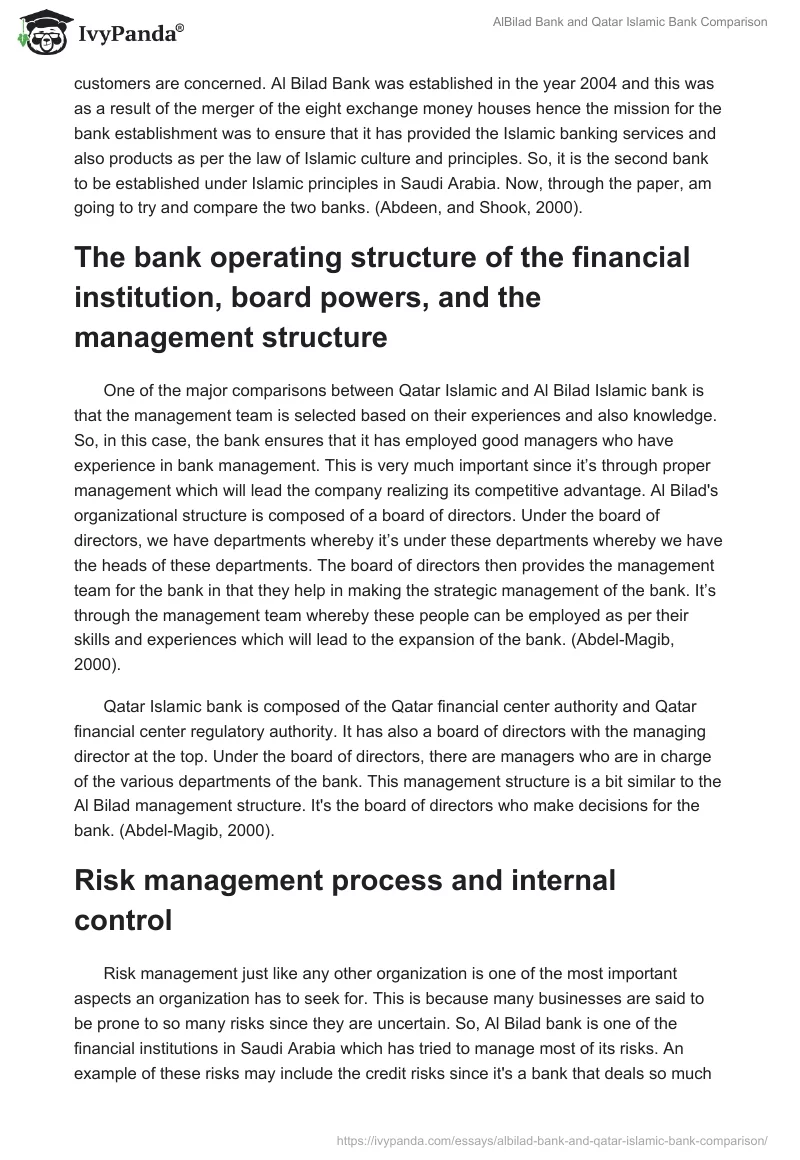 AlBilad Bank and Qatar Islamic Bank Comparison. Page 2