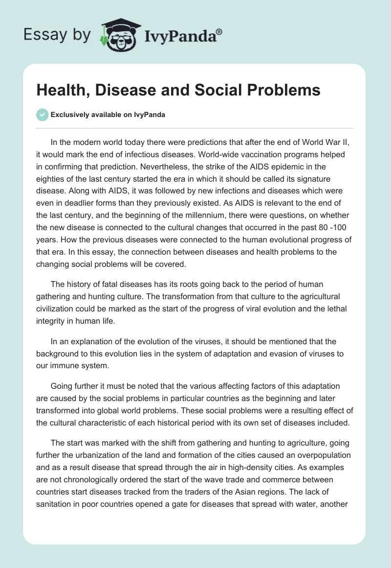 Health, Disease and Social Problems. Page 1
