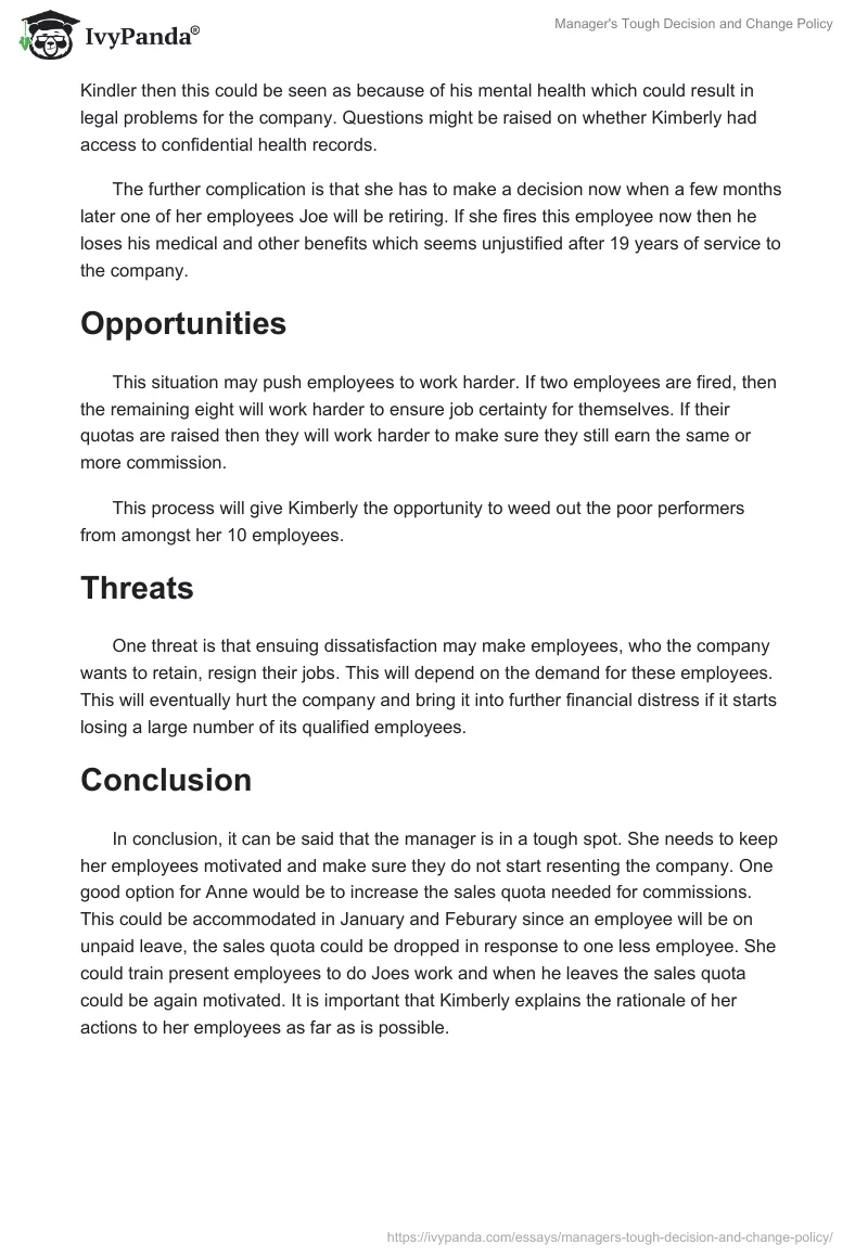 Manager's Tough Decision and Change Policy. Page 2