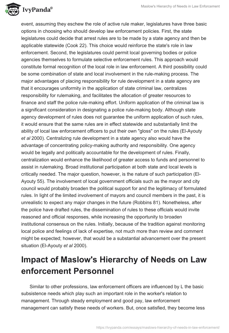 Maslow's Hierarchy of Needs in Law Enforcement. Page 3
