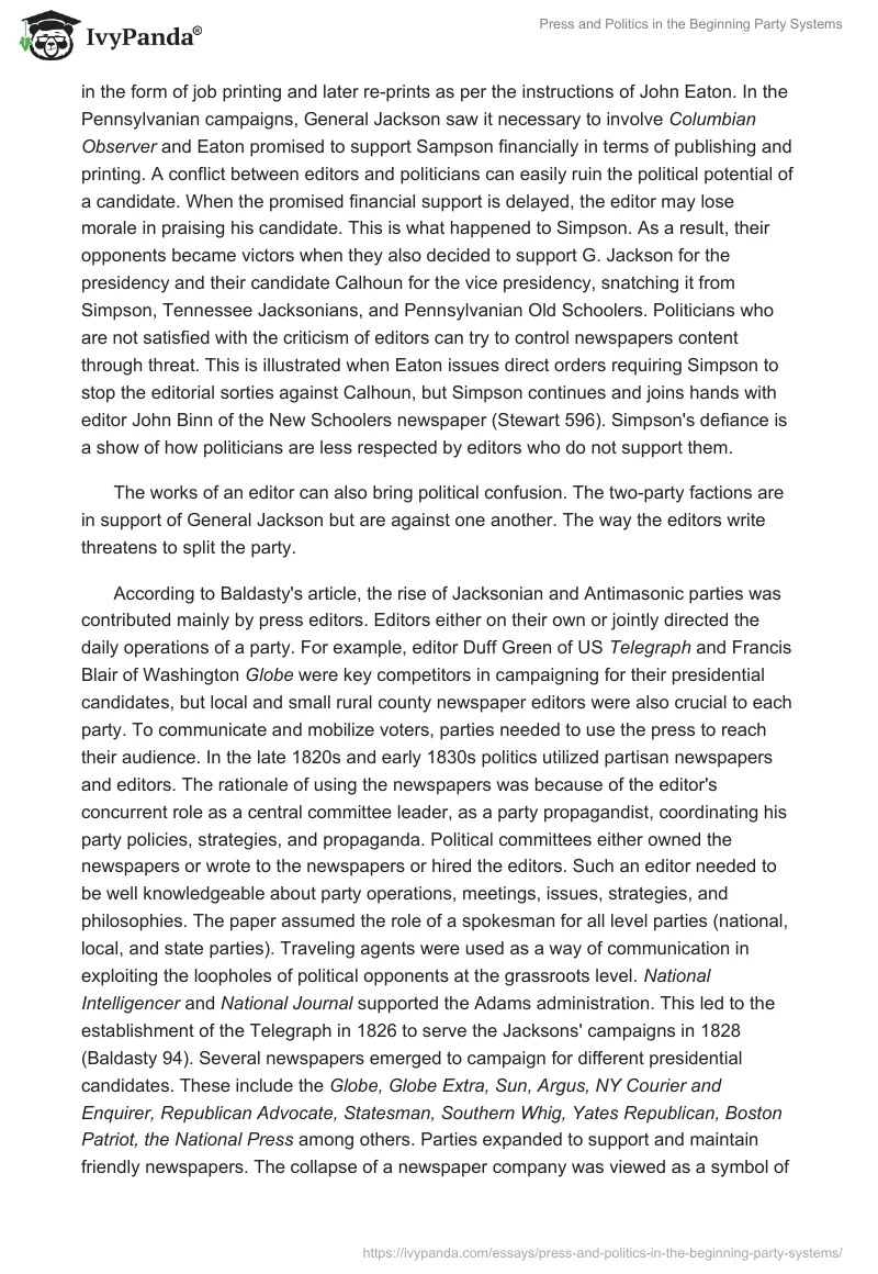Press and Politics in the Beginning Party Systems. Page 2