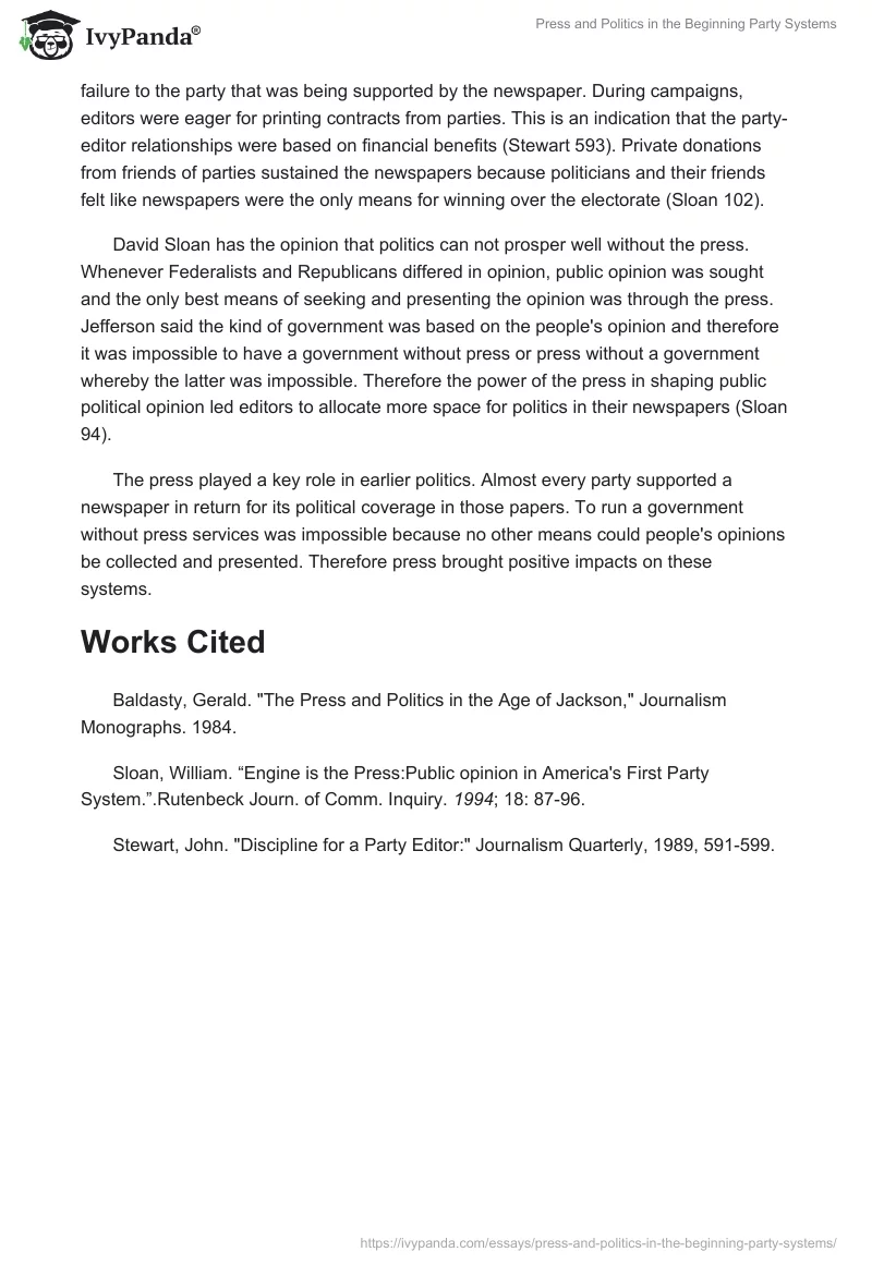 Press and Politics in the Beginning Party Systems. Page 3