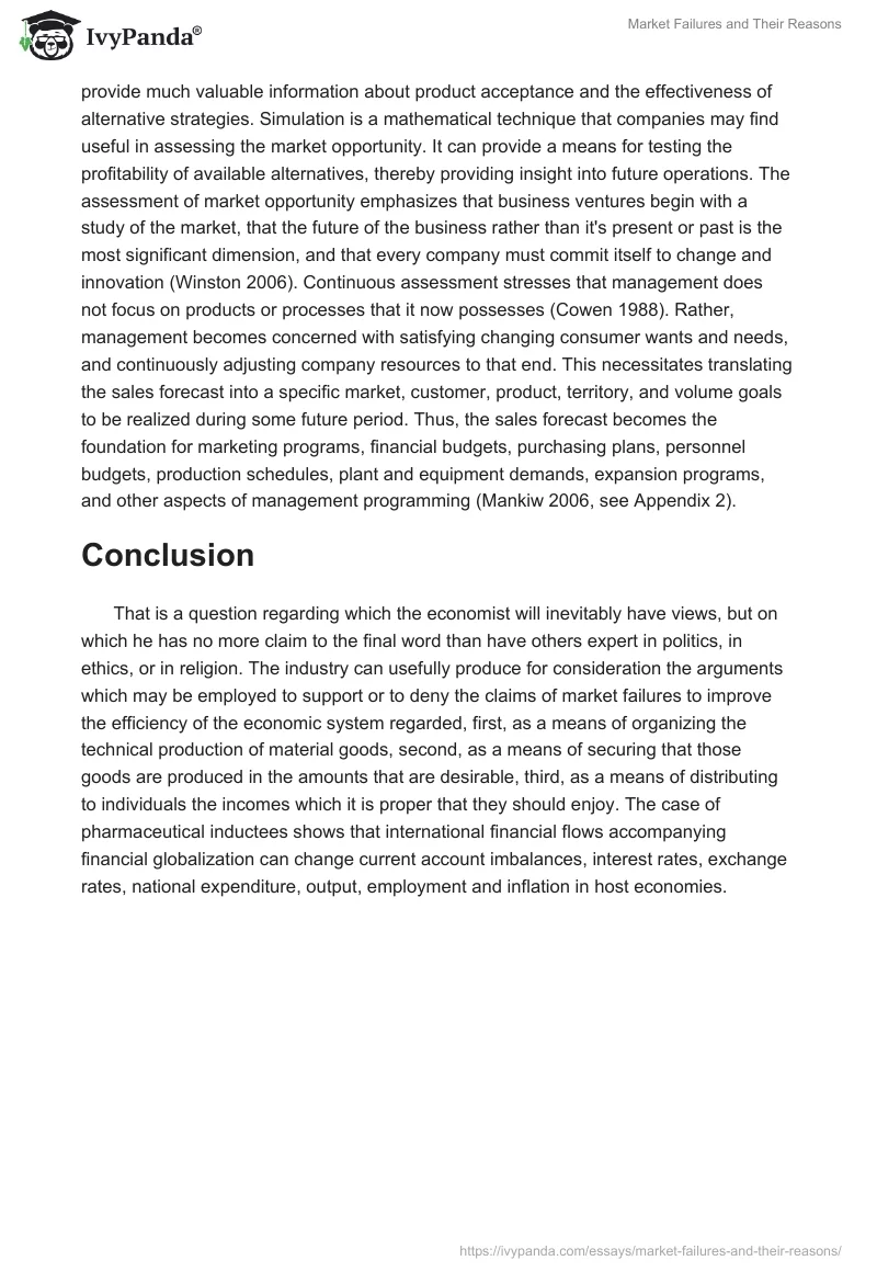 Market Failures and Their Reasons. Page 5
