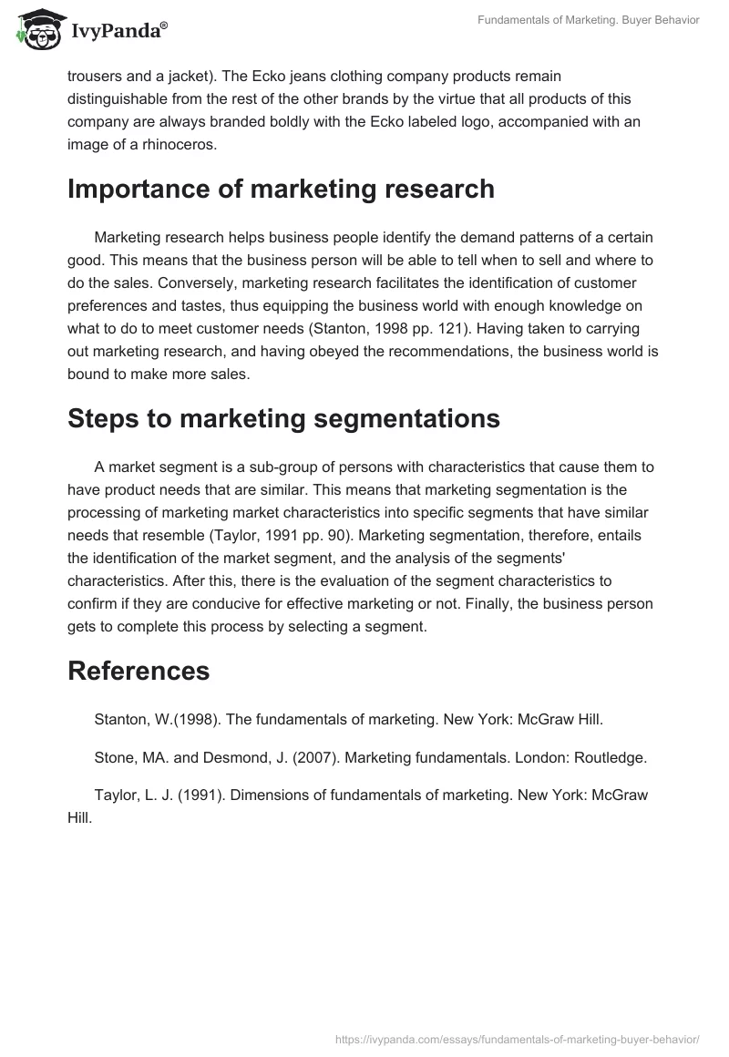 Fundamentals of Marketing. Buyer Behavior. Page 3