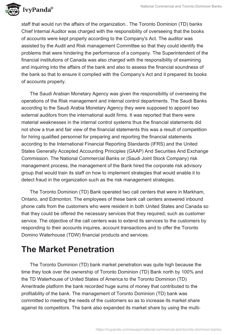 National Commercial and Toronto Dominion Banks. Page 4