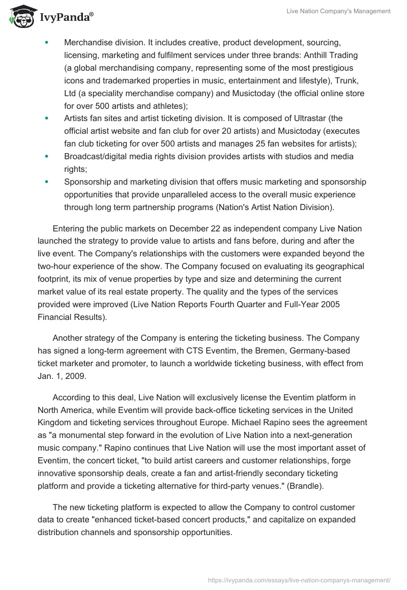 Live Nation Company's Management. Page 3