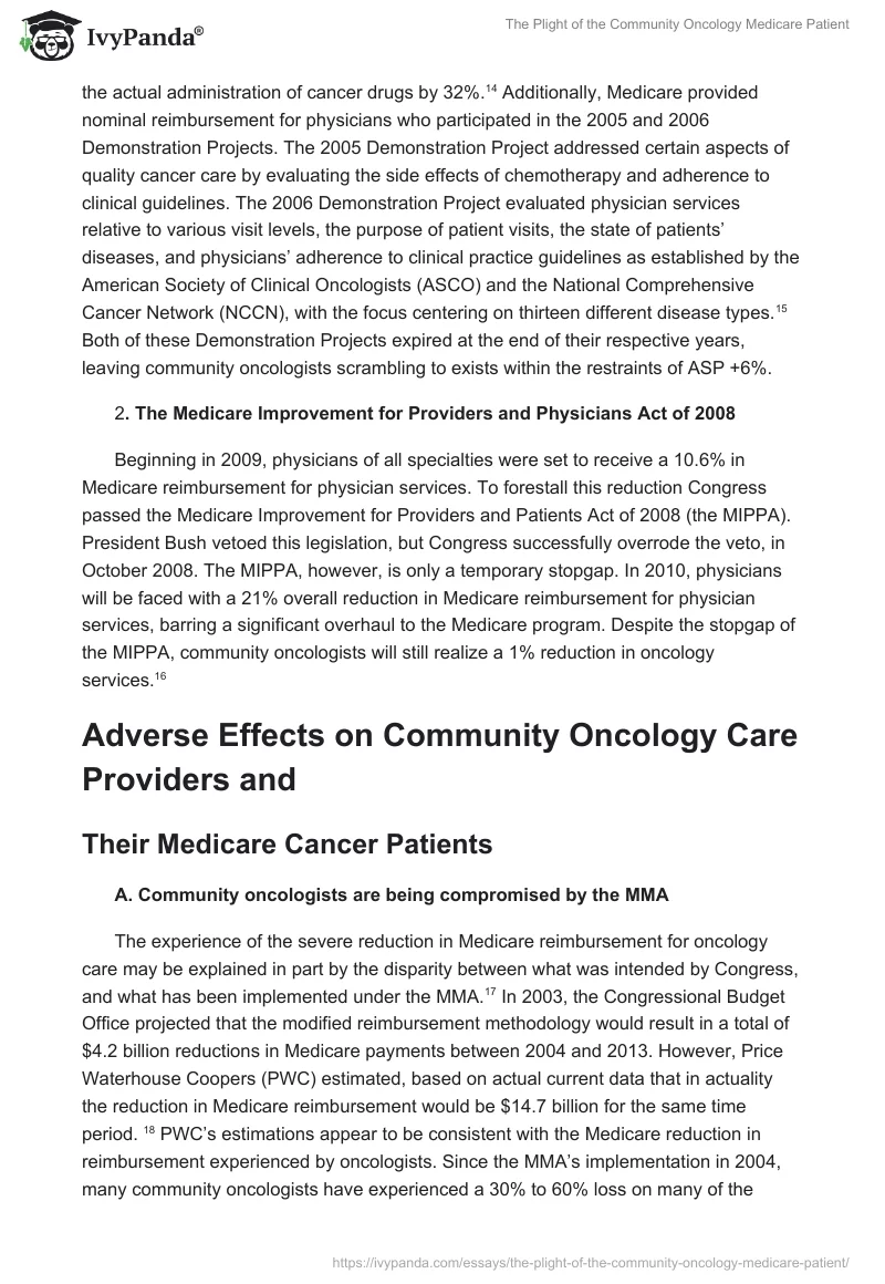 The Plight of the Community Oncology Medicare Patient. Page 5