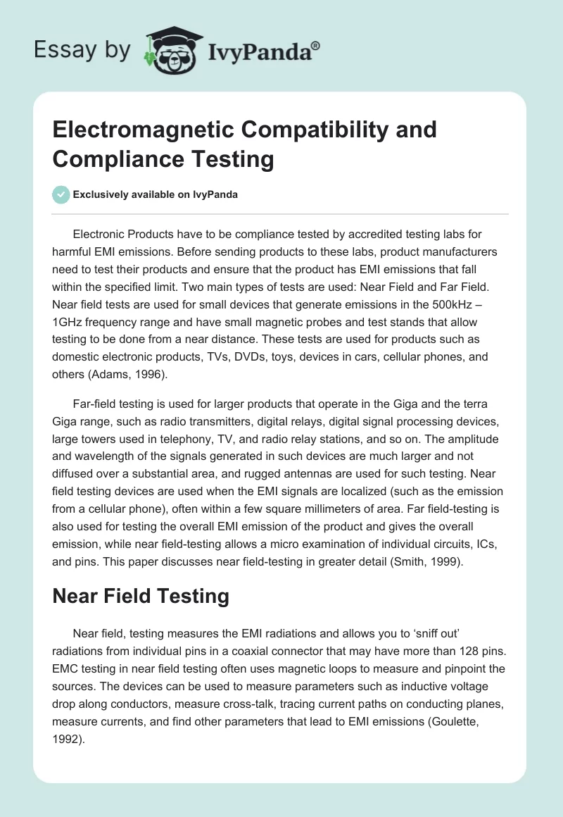 Electromagnetic Compatibility and Compliance Testing. Page 1