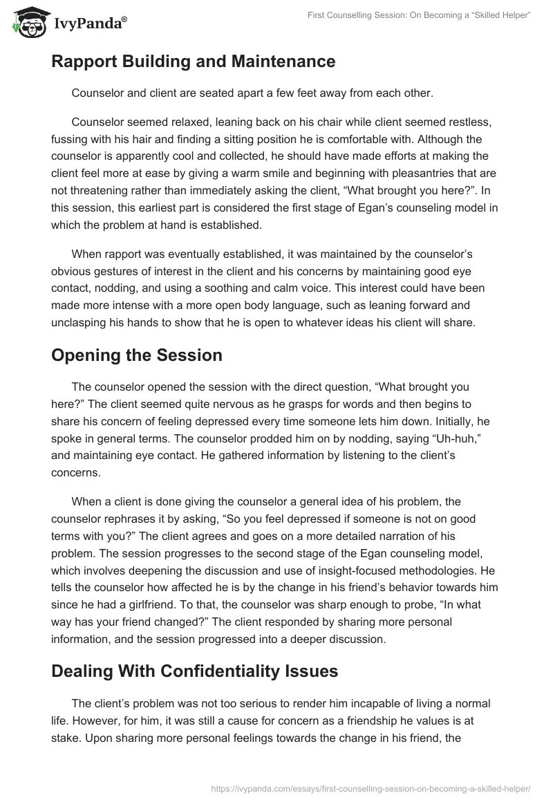 First Counselling Session: On Becoming a “Skilled Helper”. Page 3