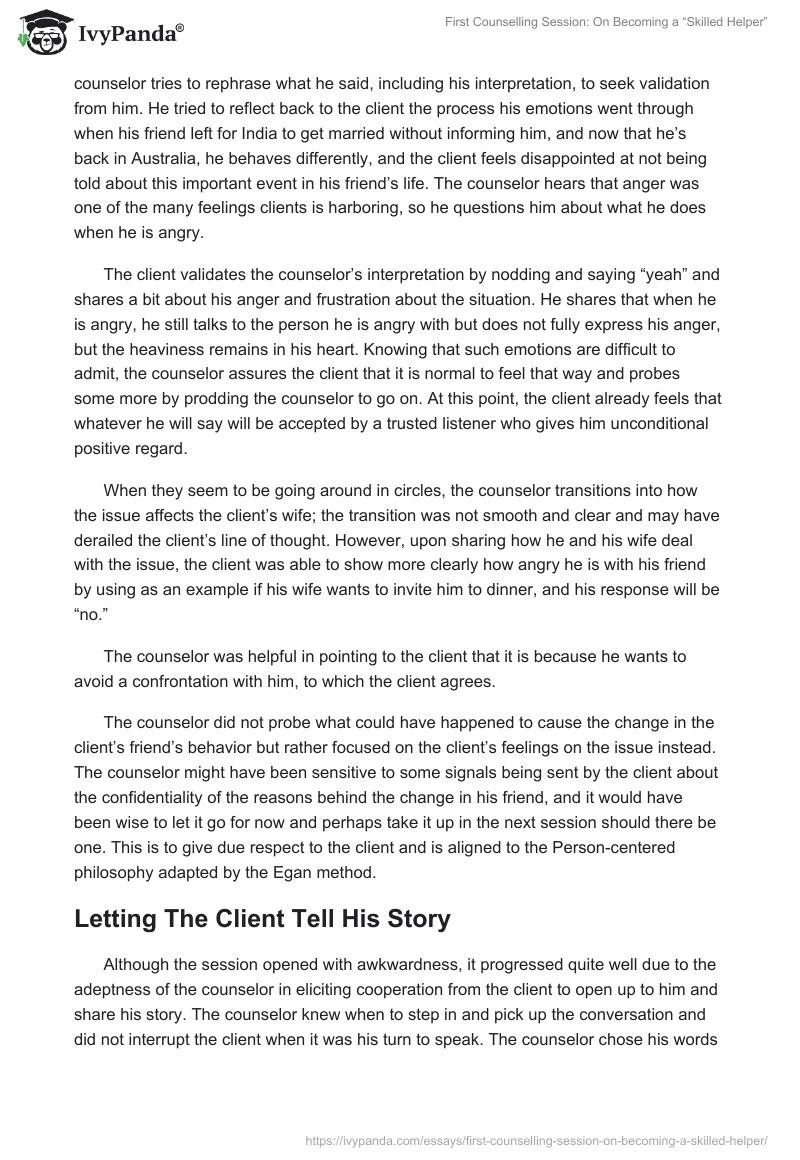First Counselling Session: On Becoming a “Skilled Helper”. Page 4